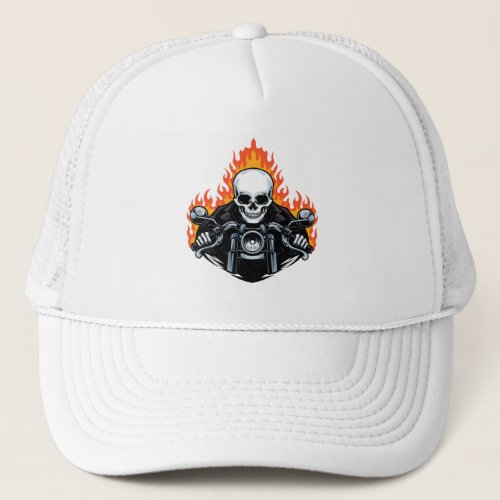 The grim reaper on bike trucker hat