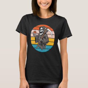 The Grim Reaper Skeleton Skull Death Scythe Grunge T-Shirt