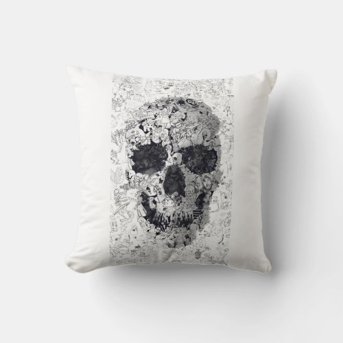 The Grim Reaper Skull Art Scary Throw Pillow