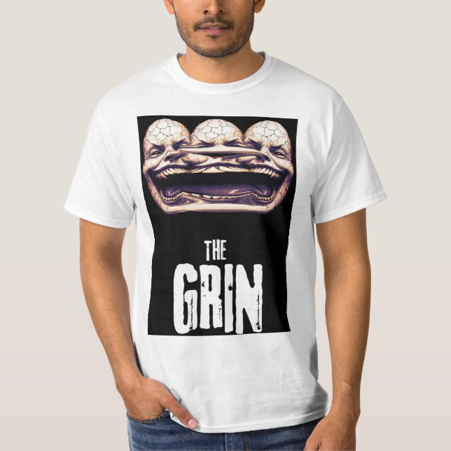 The Grin - Creepy Multi-Face Smile Illustration T-Shirt (Front)