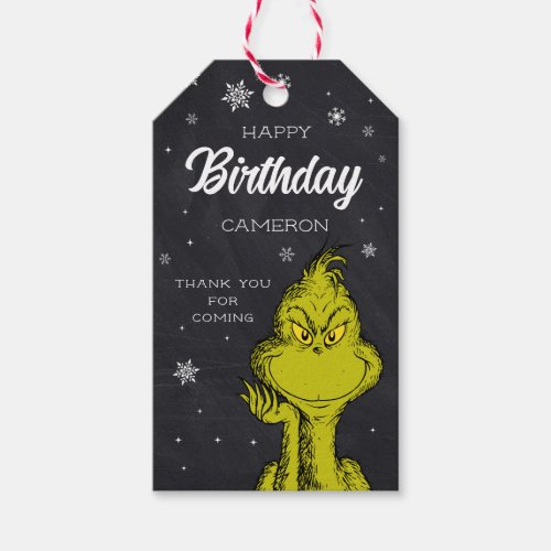 The Grinch Chalkboard Birthday Favor Gift Tags