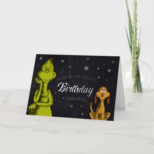 The Grinch Chalkboard Birthday Foil Greeting Card
