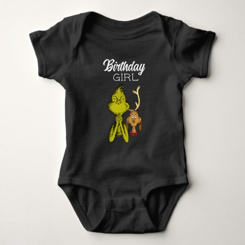 The Grinch Chalkboard Birthday Girl Baby Bodysuit