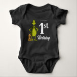 The Grinch Chalkboard First Birthday Baby Bodysuit<br><div class="desc">Check out this fun Dr. Suess Grinch chalkboard first birthday shirt.</div>