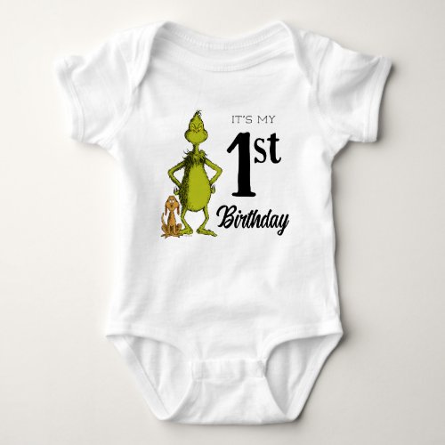 The Grinch Chalkboard First Birthday Baby Bodysuit