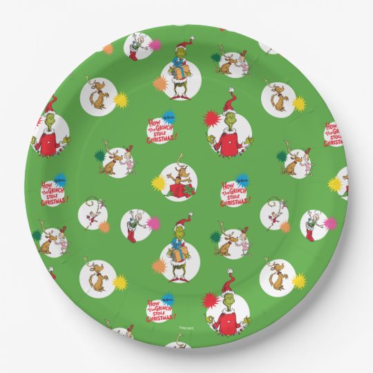 The Grinch Christmas Dot Pattern Paper Plate