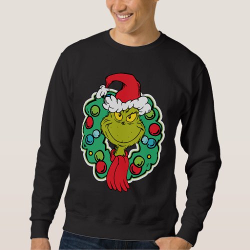 The Grinch  Christmas Holiday Wreath Sweatshirt