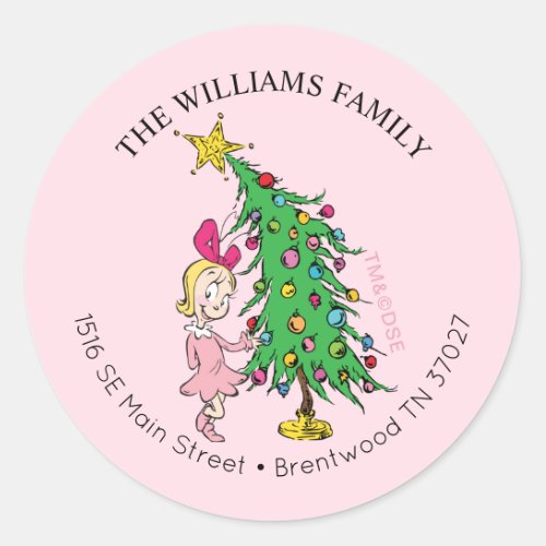 The Grinch  Cindy_Lou Who Christmas Address Classic Round Sticker