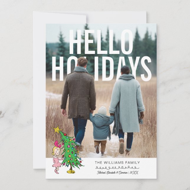 The Grinch | Cindy Lou Who Personalized Photo Holiday Card (Front)