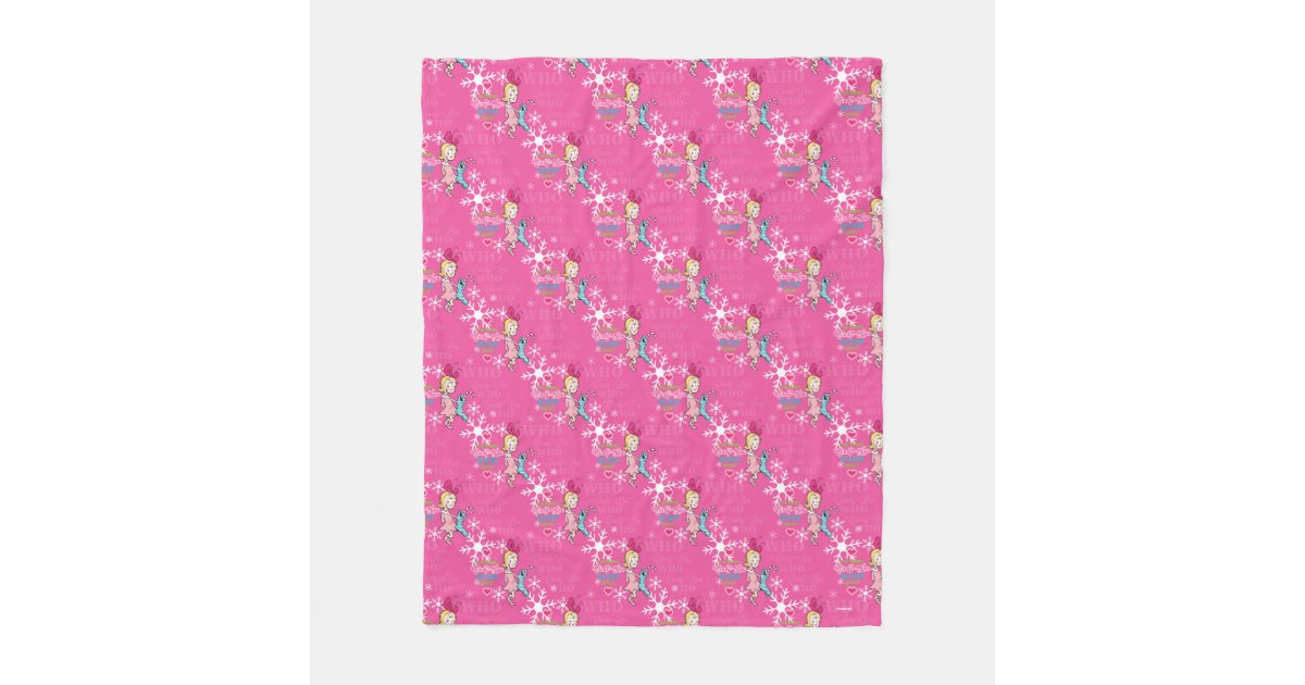 The Grinch | Cindy-Lou Who Pink Holiday Pattern Fleece Blanket | Zazzle