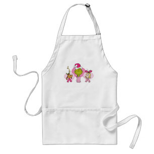 The Grinch Crew in Pink Valentine's Portrait Adult Apron