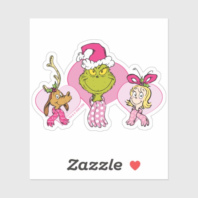 The Grinch Crew in Pink Valentine's Portrait Sticker (Sheet)