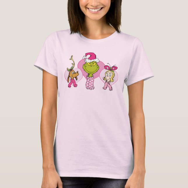 The Grinch Crew in Pink Valentine's Portrait T-Shirt (Front)