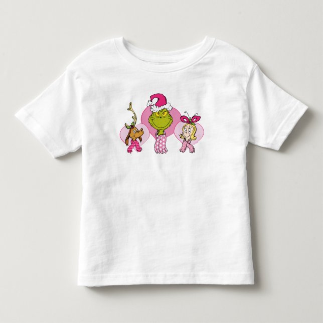 The Grinch Crew in Pink Valentine's Portrait Toddler T-shirt (Front)