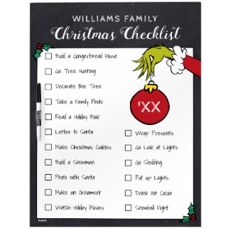 The Grinch | Family Christmas Checklist Dry Erase Board