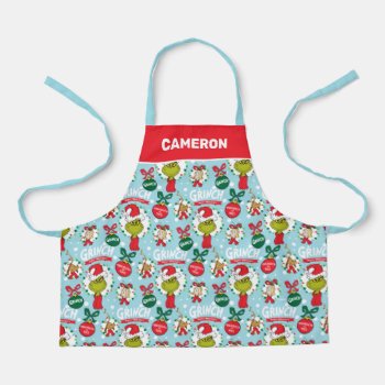 The Grinch | Happy Wholidays Pattern Apron by DrSeussShop at Zazzle