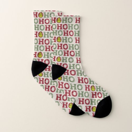 The Grinch  Ho Ho Ho Pattern Socks