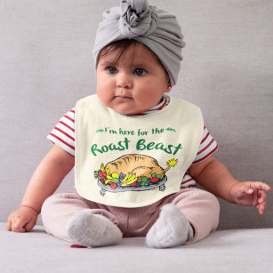 The Grinch   I'm Here for the Roast Beast Quote Baby Bib