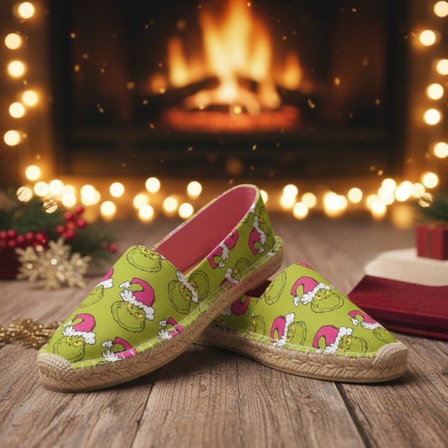 The Grinch in Pink Santa Hat Espadrilles (Creator Uploaded)