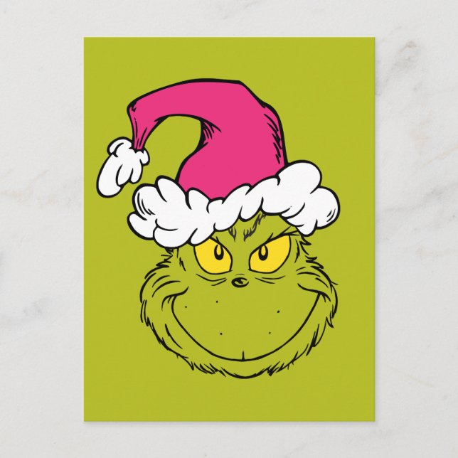 The Grinch in Pink Santa Hat Postcard (Front)
