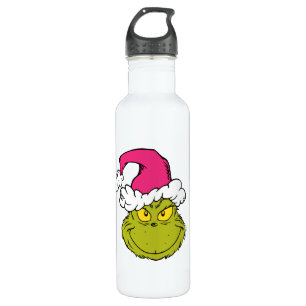 The Grinch in Pink Santa Hat Stainless Steel Water Bottle
