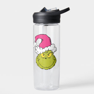 The Grinch in Pink Santa Hat Water Bottle