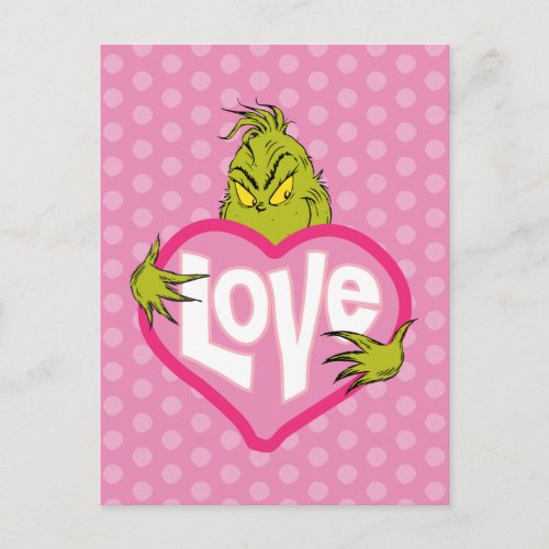 The Grinch  Love Pink Heart Postcard
