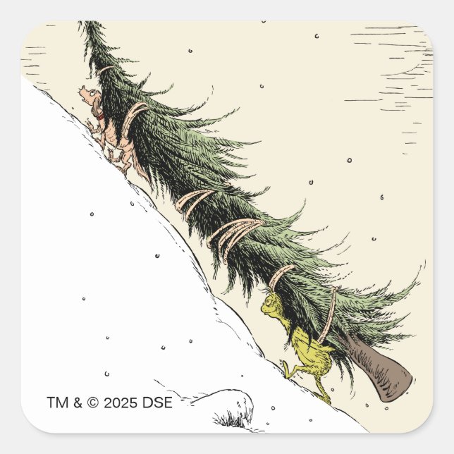 The Grinch & Max Return the Christmas Tree Square Sticker (Front)