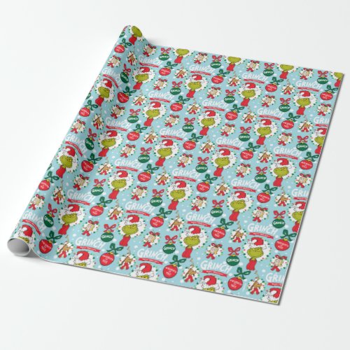 The Grinch Merry Grinchmas Blue Pattern Wrapping Paper