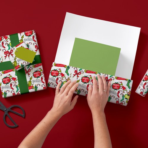 The Grinch Naughty or Nice Pattern Wrapping Paper