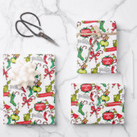 The Grinch Naughty or Nice Pattern Wrapping Paper Sheets