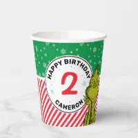 Red Green Glitter White Stripes Holiday Christmas Paper Cups, Zazzle