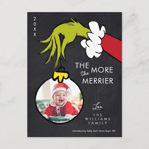 The Grinch The More the Merrier New Baby _ Photo Holiday Postcard