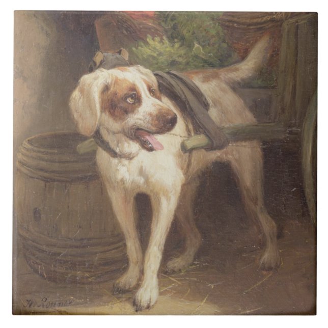 The Grocer's Dog (oil on panel) Ceramic Tile (Front)