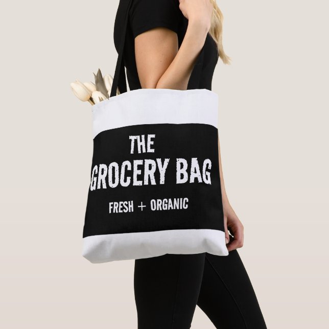 The Grocery Bag Black & White Tote Bag (Close Up)
