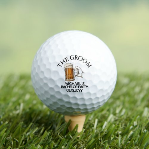 The Groom Beer Mug Bachelor Party Favor with Name  Golf Balls