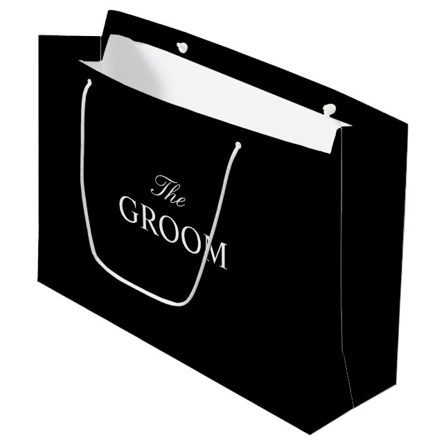 The Groom Black White Gift Bag (Front Angled)