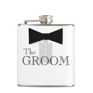 The Groom Bow Tie Tuxedo Flask