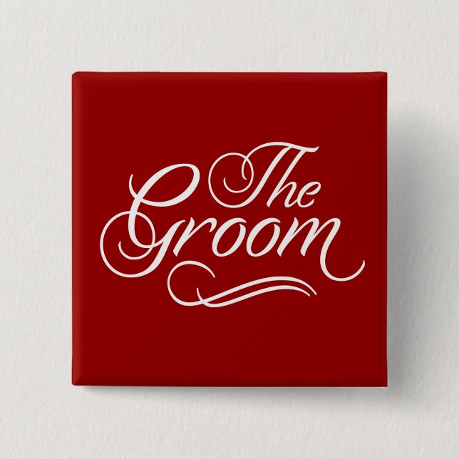 The Groom Button in White (Front)