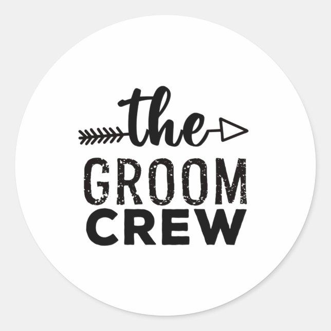The Groom Crew Classic Round Sticker (Front)