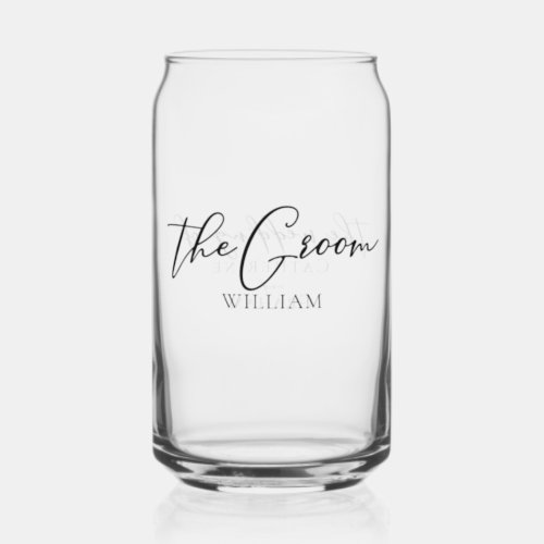 The Groom Customizable Bachelor Party Wedding Can Glass