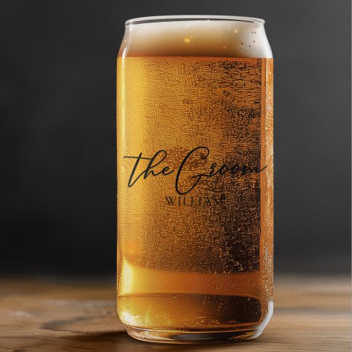 The Groom Customizable Bachelor Party Wedding Can Glass