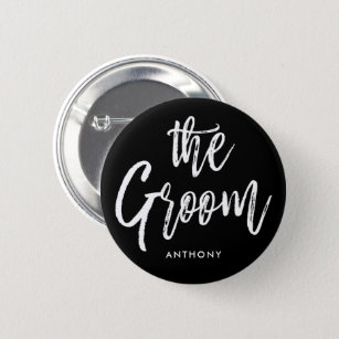 The Groom   Script Style Custom Wedding Button