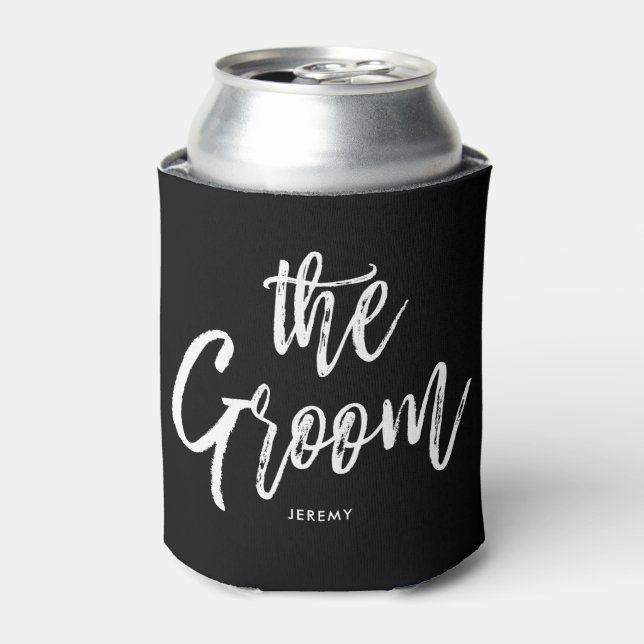 The Groom | Script Style Custom Wedding Can Cooler (Can Front)