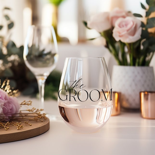 The Groom Stemless Wine Glass (Creator Uploaded)
