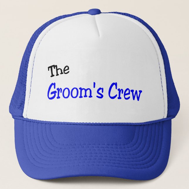 The Grooms Crew (Blue and Black) Trucker Hat (Front)