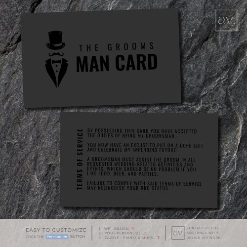 THE GROOMS MAN CARD Funny Groomsman Proposal