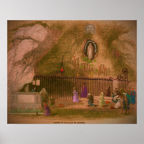 The Grotto of our Lady of Lourdes 1800s Poster