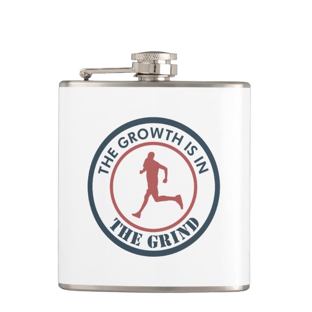 The Growth Is In The Grind Running Flask (Front)