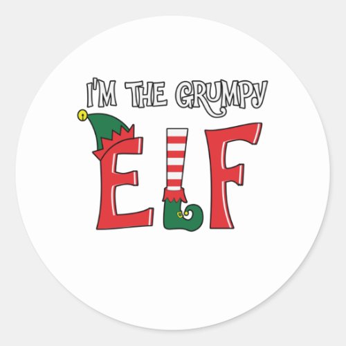 The Grumpy Elf Family Matching Christmas Pajamas Classic Round Sticker